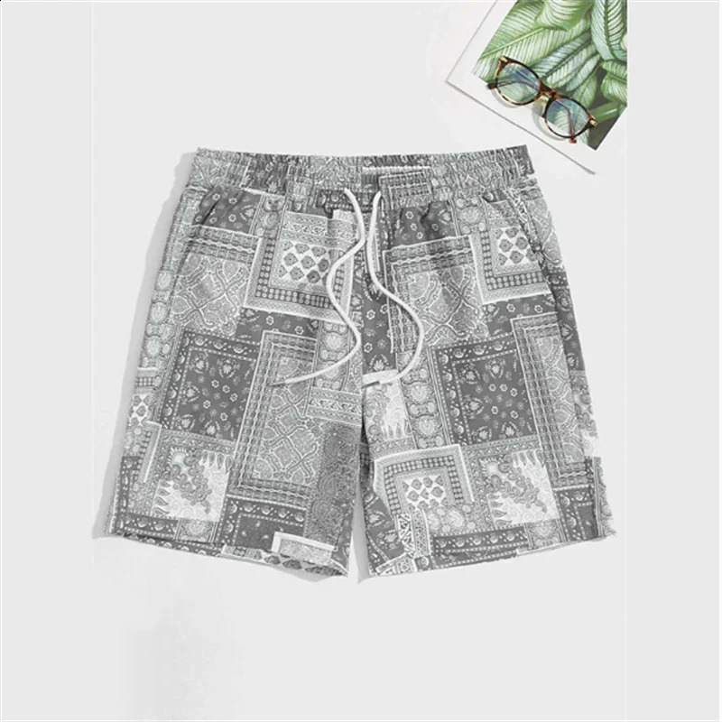 Trend Bandana Graphic Beach Shorts Mens Summer Fashion 3D Printed Swimming Loose Casual Street Clothing Hawaiian 250217