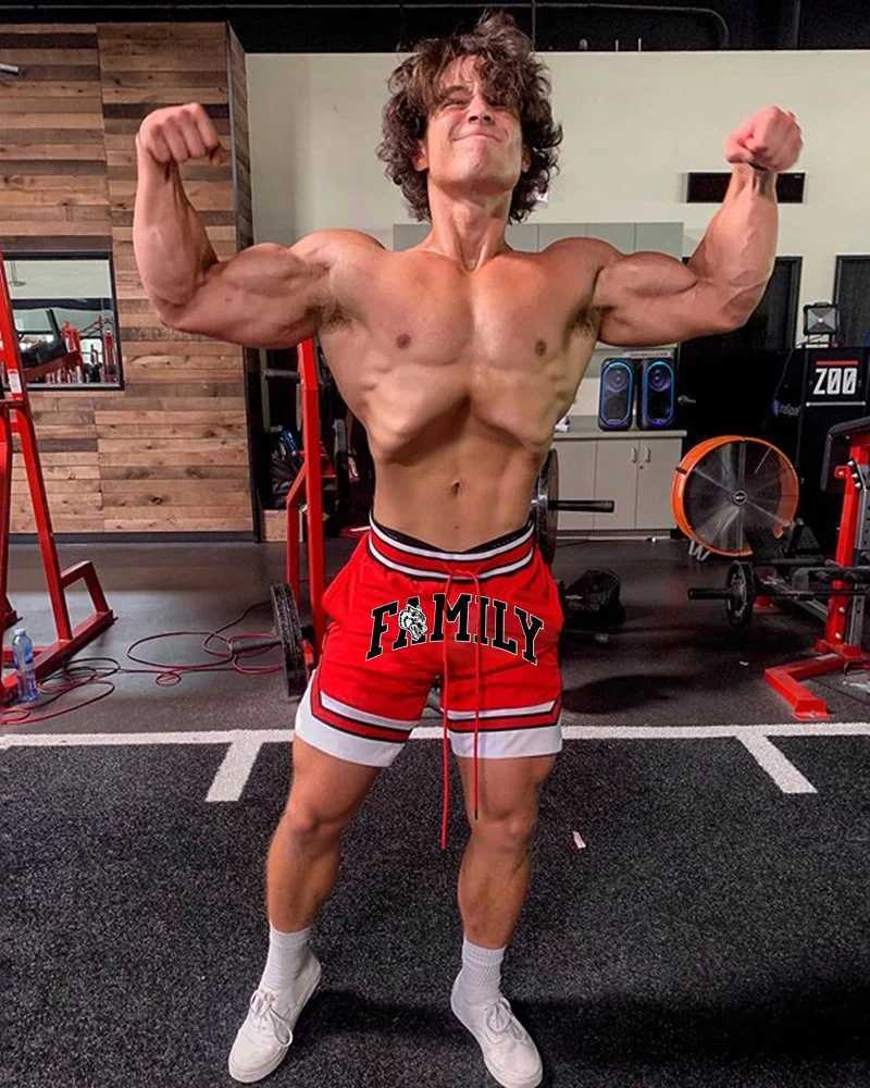 Men's Shorts Mens basketball game shorts family red summer gym sports training running leisure fast drying five point pants z250219