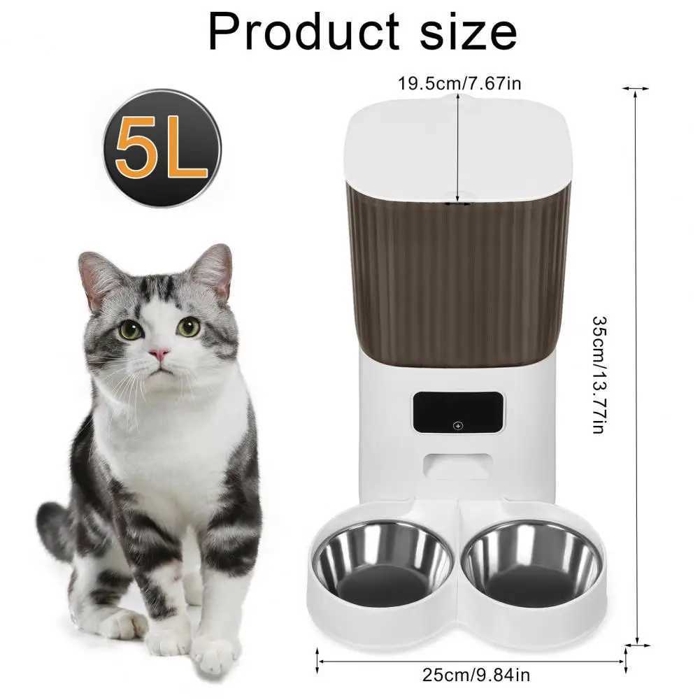 Dog Feeders Smart Pet Feeder with Dual Bowls WiFi APP Remote Control 5L Transparent Storage Bucket Automatic Cat Food Dispenser H250218