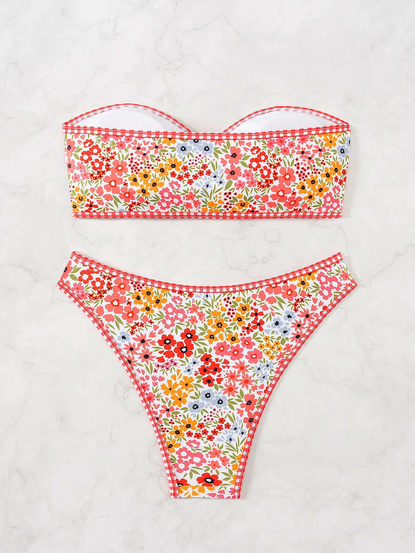 Womens Strapless Sexy Bikini Set Blue and White Porcelain Printed 2 Piece Swimsuit 2024 Summer Beach Vacation Bathing Suit 250217