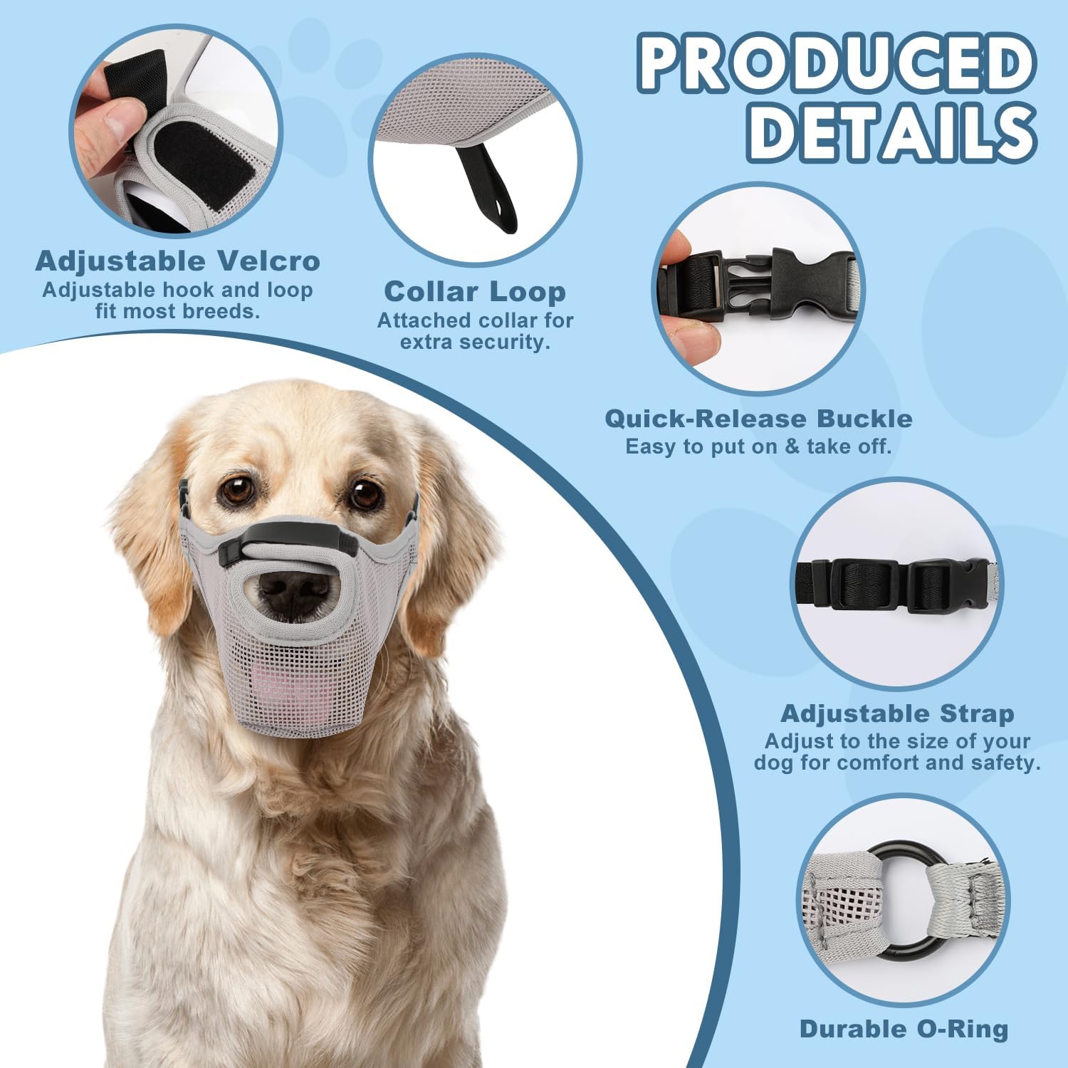 Adjustable Comfort Muzzle for Pets Securely Designed to Block Unwanted Behaviors while Enabling Consumption