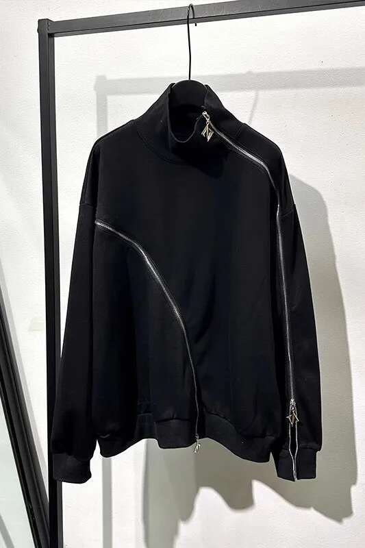 Owen Seak Men Hoodies Sweatshirts Gothic Zip Women's Clothing Oversized Autumn High Streetwear Black Jacket