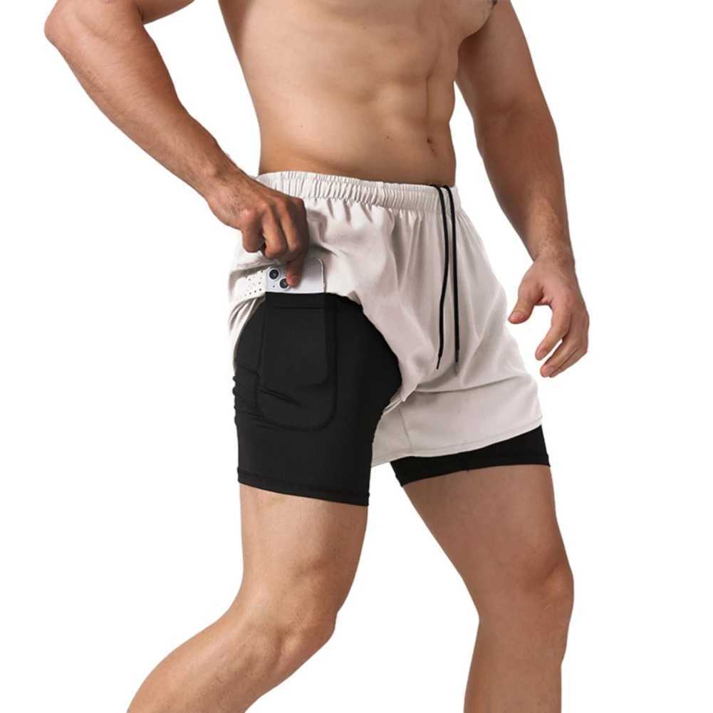 Mens Shorts Lined With Anti-glare Double-layer Fitness Shorts Running Loose-fitting Three-quarter Pants Athletic Shorts W250219