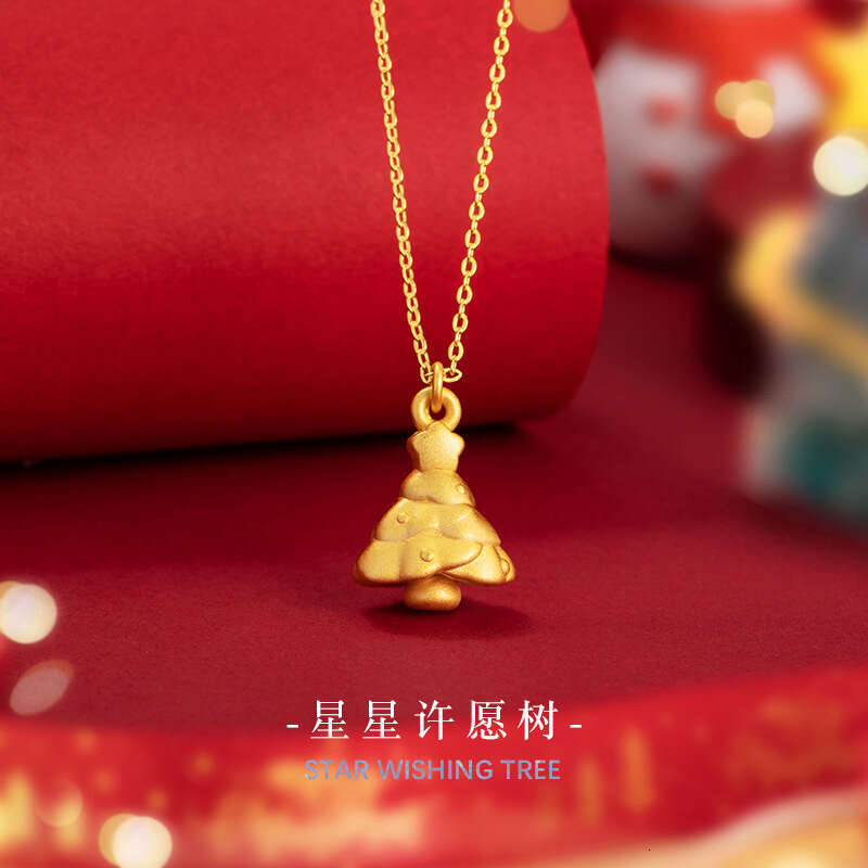 Christmas sier 999 necklace for female niche design, light star collarbone chain, ins style ing tree pendant