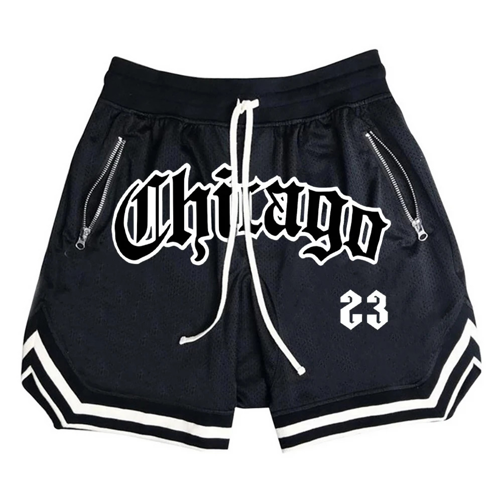 Summer mens sports and fitness shorts basketball game training running casual loose fast drying five point pants 250219