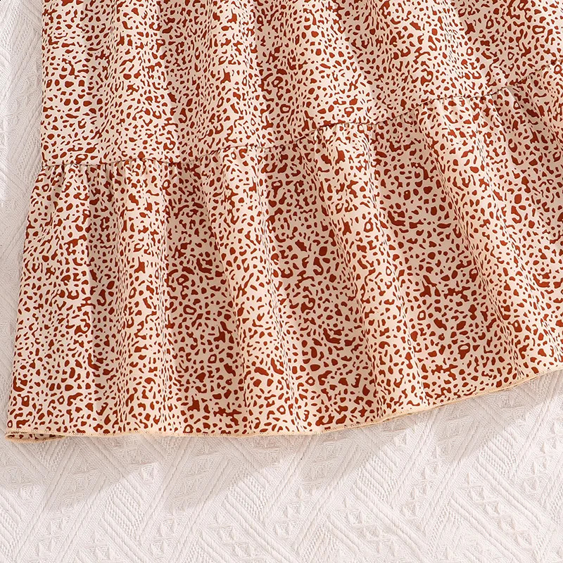 Kids Casual Dress for Girls Clothes Autumn Winter Children Fashion Print Long Sleeve High Waist A-line Dress 7-14Y 250219