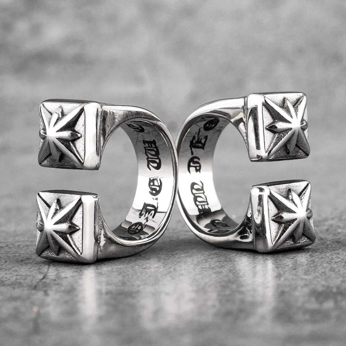 Vintage Gothic Flower Stainless Steel Mens Open Rings Punk Unique for Women Boyfriend Biker Jewelry Creativity Gift WholesaleXJ250219