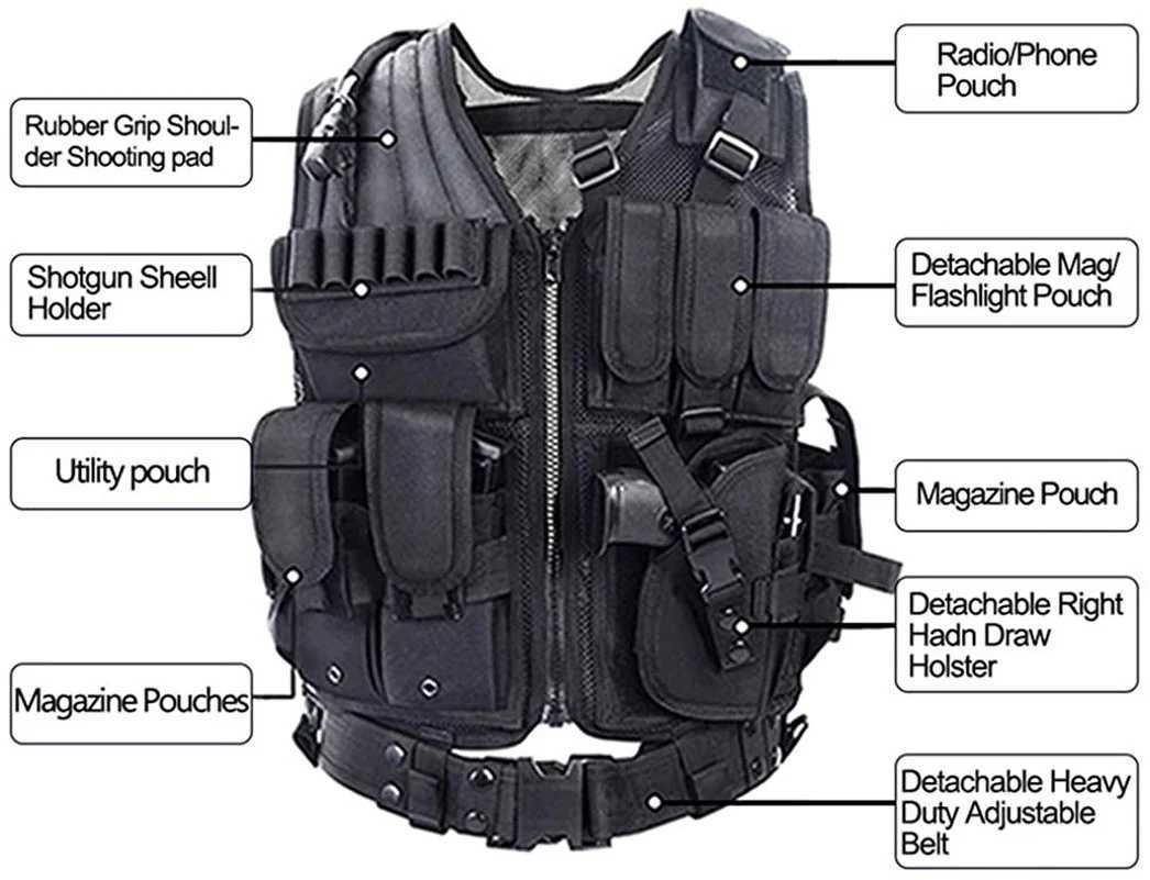 Tactical Vest Outdoor Ultra-Light Breathable Combat Training Vest Adjustable for Adults and ChildXJ250219
