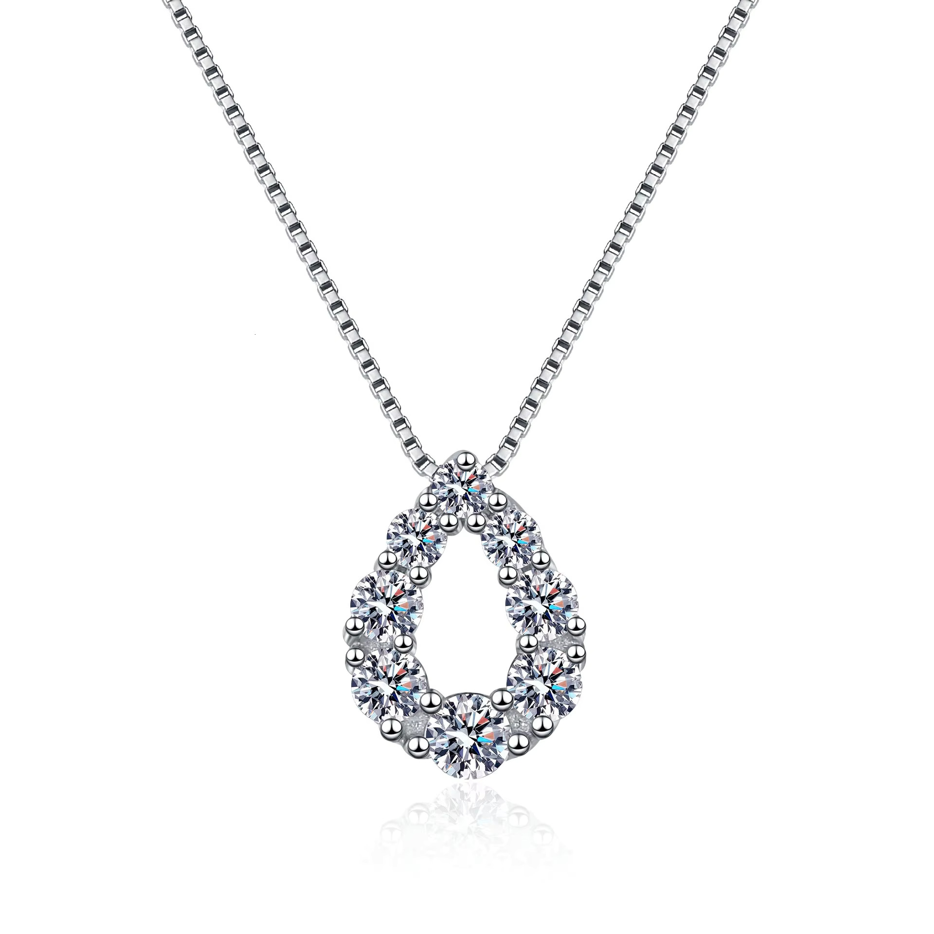 Sterg Sier Ladies Dia Pendant and Chain Fine Jewelry 0.62 CT Water Drop Moissanite Necklace