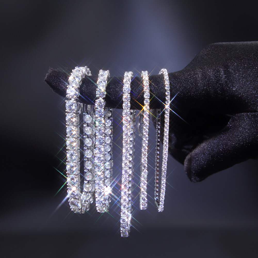 2mm-6.5mm 100% Passed Dia Test S Sier With GRA VVS Moissanite Tennis Chain Ready to Ship for Necklace