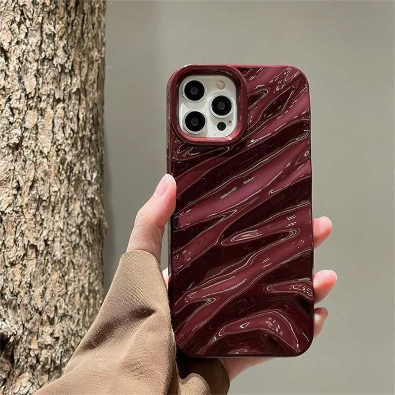 New Arrival Luxury 3D Glossy Wavy 15 14 Pro Max Phone Case For iPhone 11 12 13 14 15 Pro Max X Xr Xs 7 8 Plus Se 3 Shockproof Cover Gift O250219