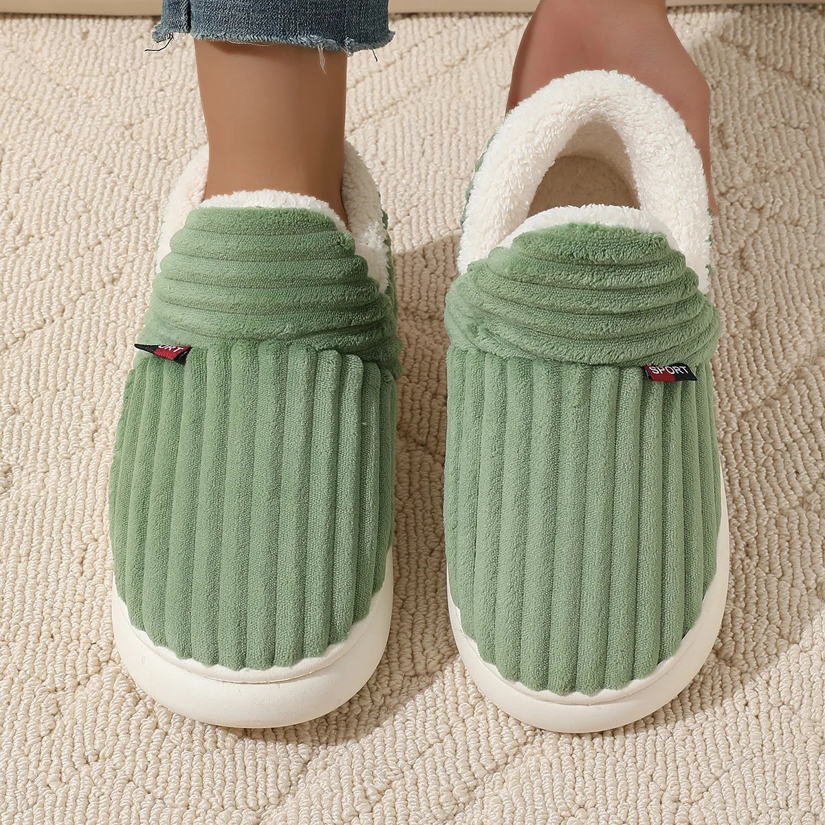 KIDMI Winter Mens Slippers Warm Women Slippers Outdoot Nonslip Men Cotton Boots Fluffy Fuzzy Men Shoes Casual Furry House Shoes 250214