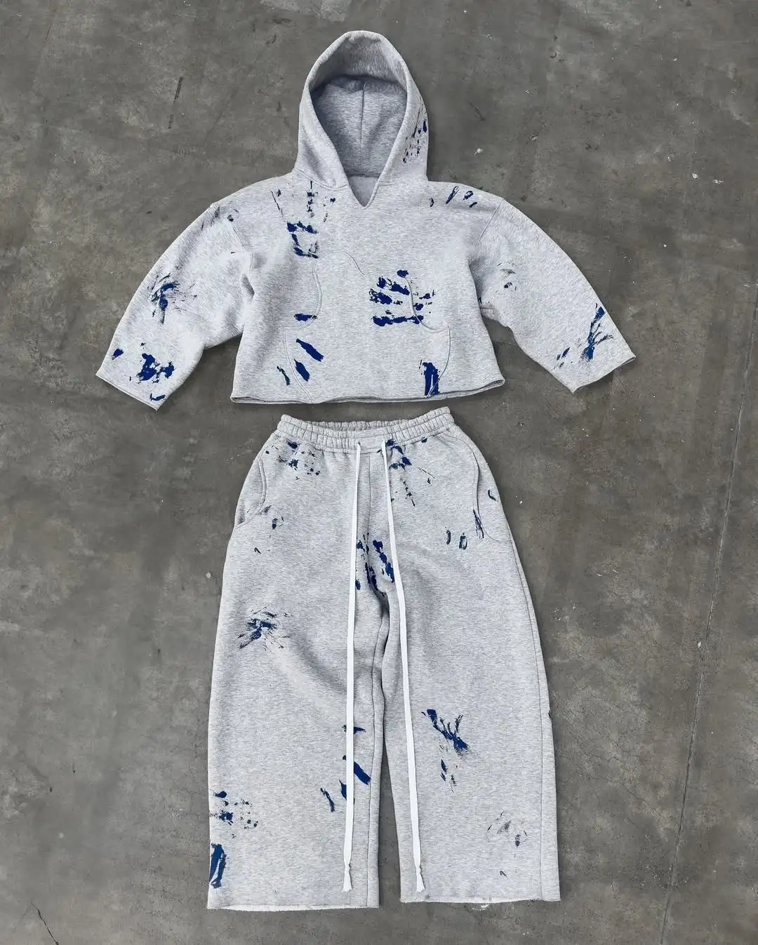 Hoodies Two Piece Set Y2k Clothes for Men Harajuku Gothic Pattern Loose Casual Sweatpants Tracksuit Mens Sports Suit 250219