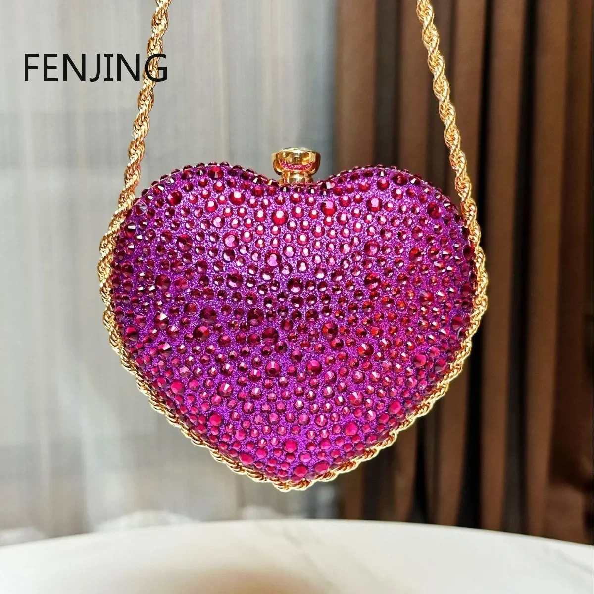 y Diamond Inlay Heart Shape Crystal Clutch Purse Stones Wedding Party Evening Shoulder Bag Rhinestone Clutches Bags 250218