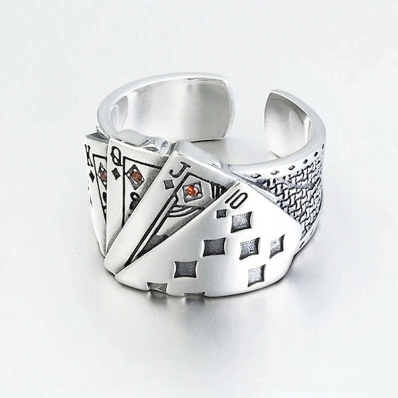 Cool Playing Cards Finger Ring Open Adjustable Ring Hip Hop Lucky Band Ring Jewelry Gifts for MenXJ250219