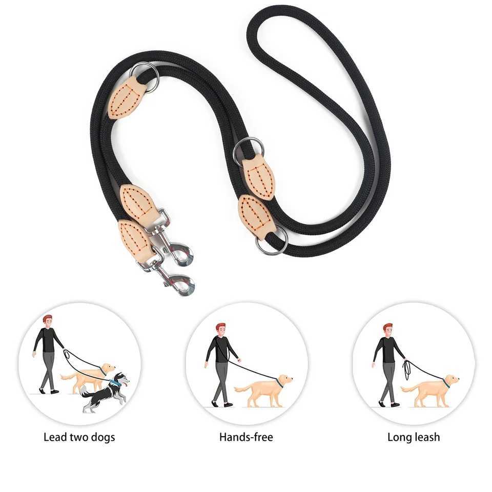 Multipurpose Dog Double Leash Medium Adjustable and Nylon Luxury Hands Free Small Dog Leash leashes For 2 DogsXJ250218