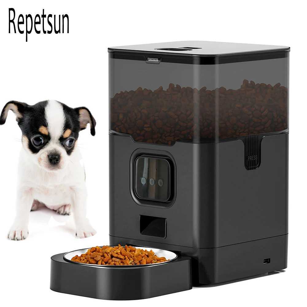 Dog Feeders 4L automatic pet feeder application intelligent cat feeder dog slow food dispenser with stainless steel bowl voice timer pet feeding suppl