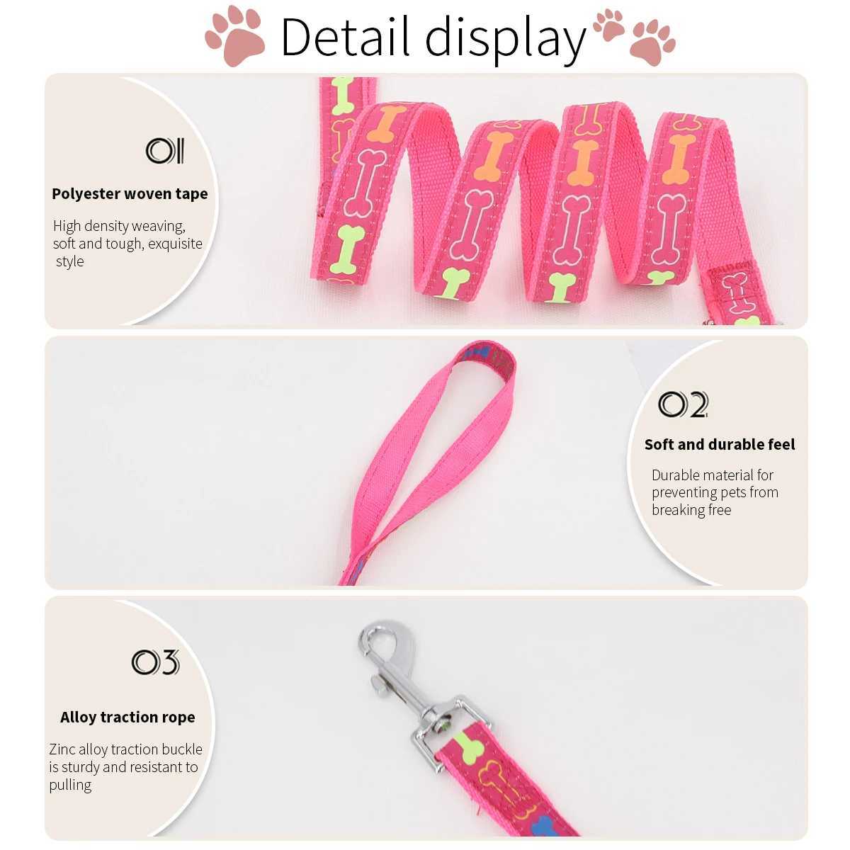 A cartoon bone dog leash for outdoor useXJ250218