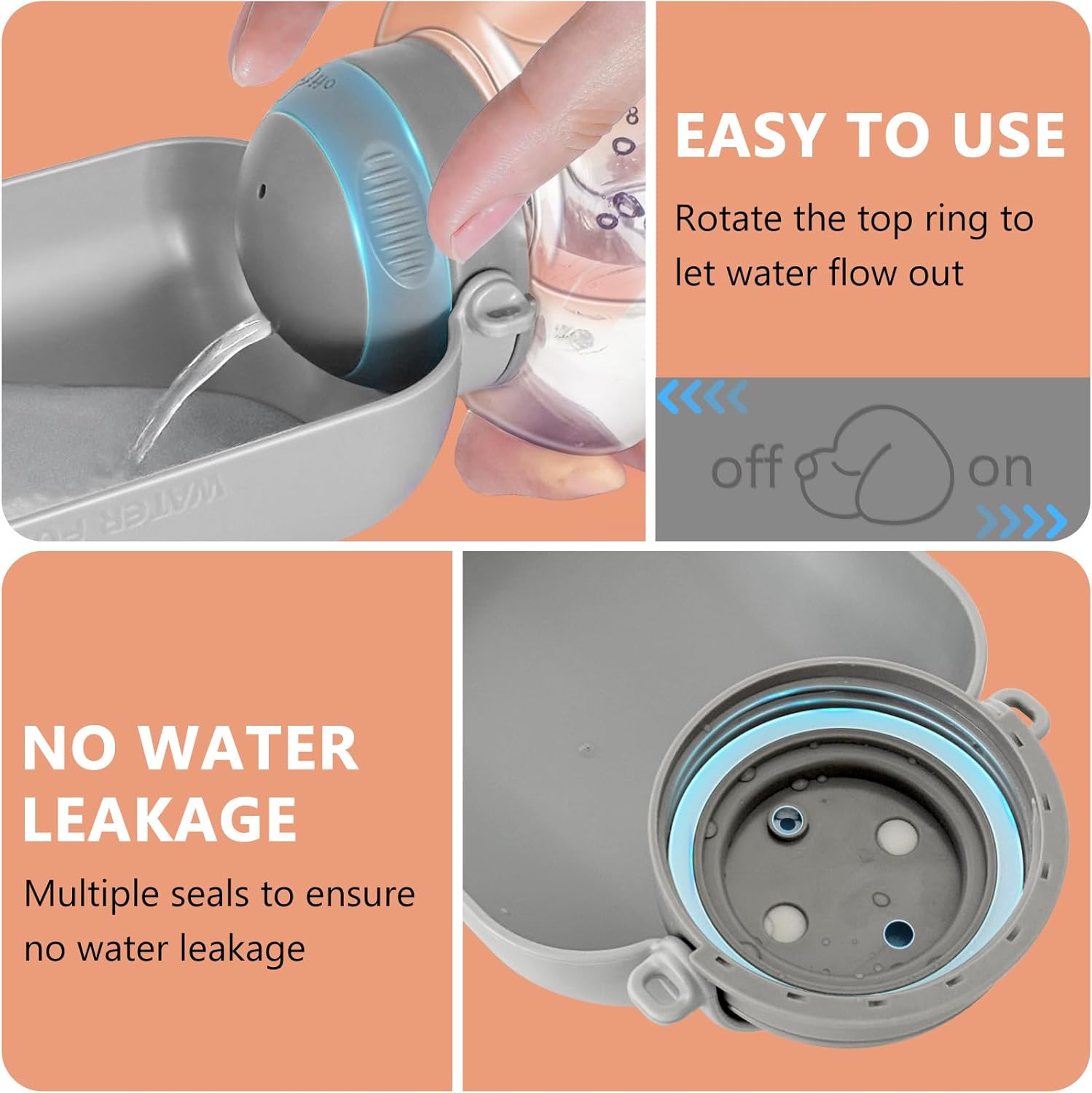 Leak-Proof Portable Dog Water Bottle - 50oz & 34oz Options with Detachable Drink Bowl for Outdoors