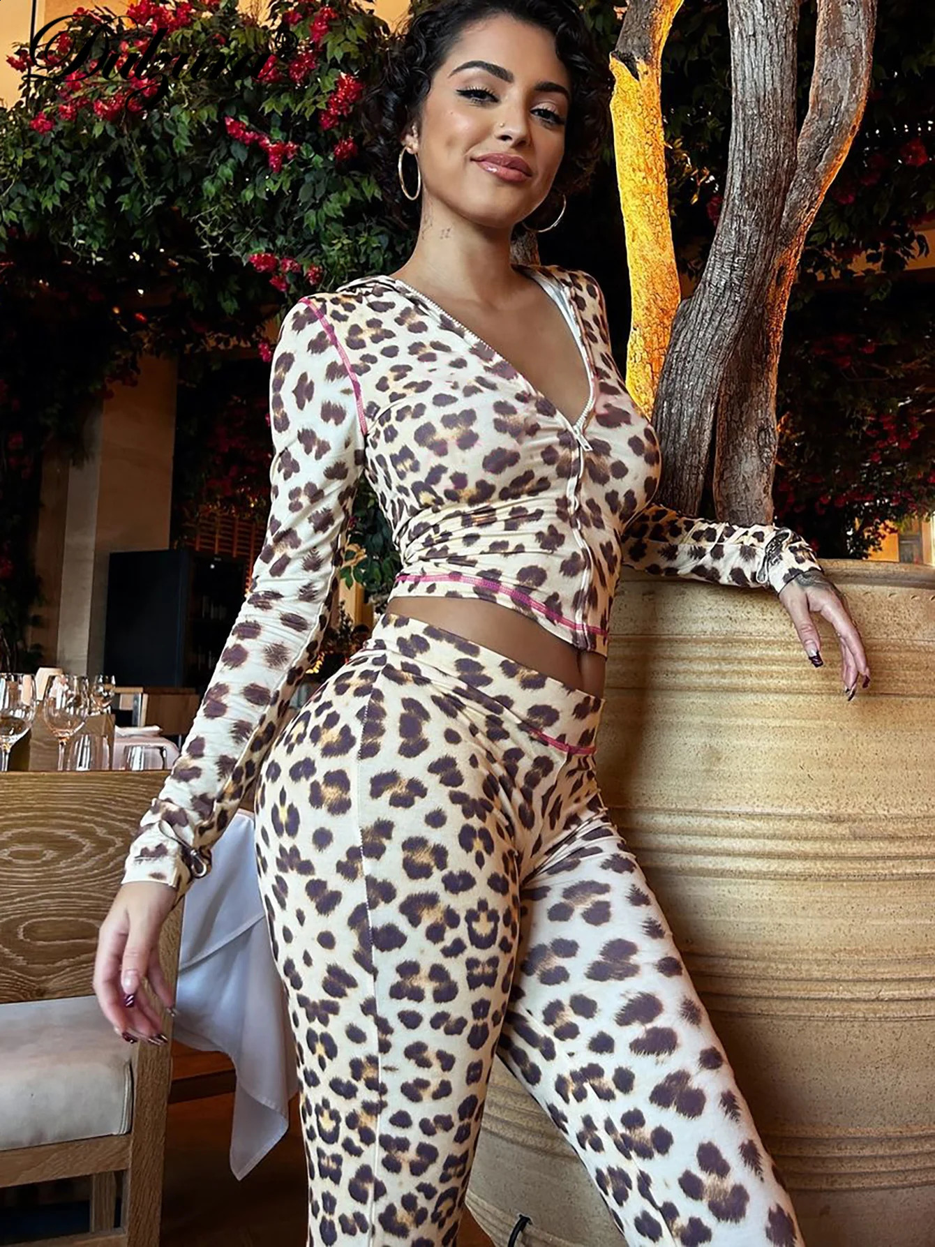 Dulzura Sexy Bodycon Matching Suits Long Sleeves Hoodies Zipper Top Pants Suit 2 Pieces Sets Women Outfits Party Club Sport Y2K 250218