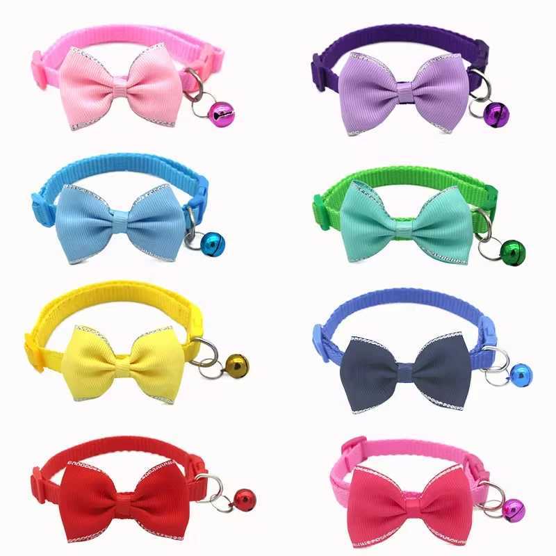 Pet Collars New Pet Bow Bell Collars Cute Cat Collars Pet Supplies lticolor Adjustable Pet Dressing Tool Pet Accessories W250219