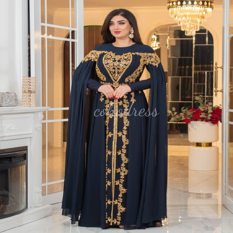 Elegant Black With Gold Evening Dress Arabian Dubai Caftan Moroccan Prom Dress Muslim Paskistani Formal Party Gown Traditional Vestio De Fiesta 2025