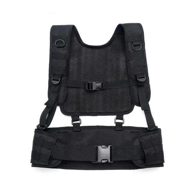 Military Tactical Vest Molle Chest Rig with Belt Walkie Talkie Holder Bottle Bag Airsoft Detachable Duty Hunting Combat VestsXJ250219