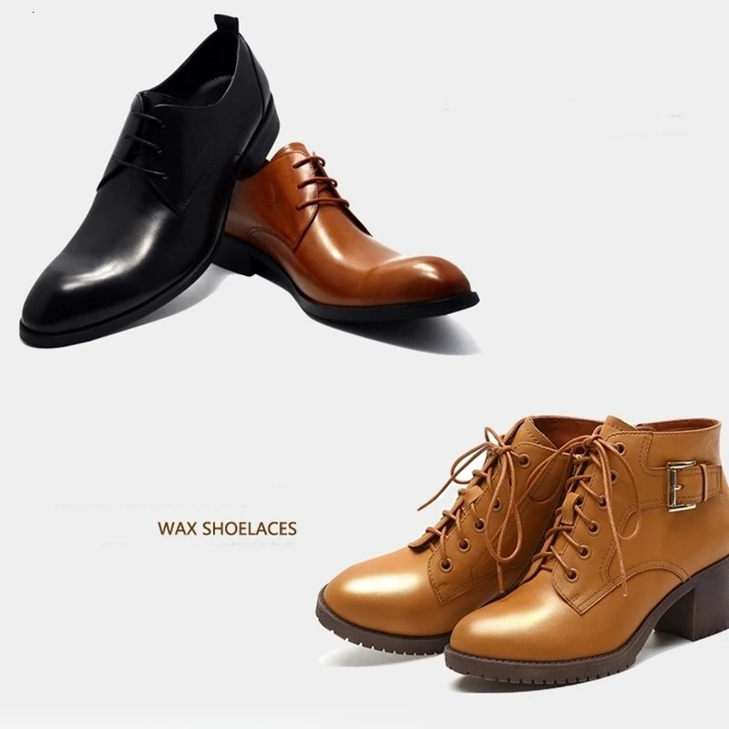 1 pair leather shoelaces round waxed casual shoes lace rope fine england brown cotton and linen 250219