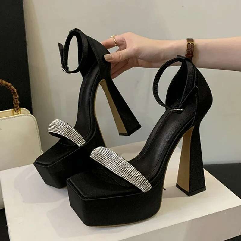 Eilyken Fashion CRYSTAL Buckle Strap Open Toe Women Sandals 2025 Summer Platform High Heels Nightclub Ladies Shoes