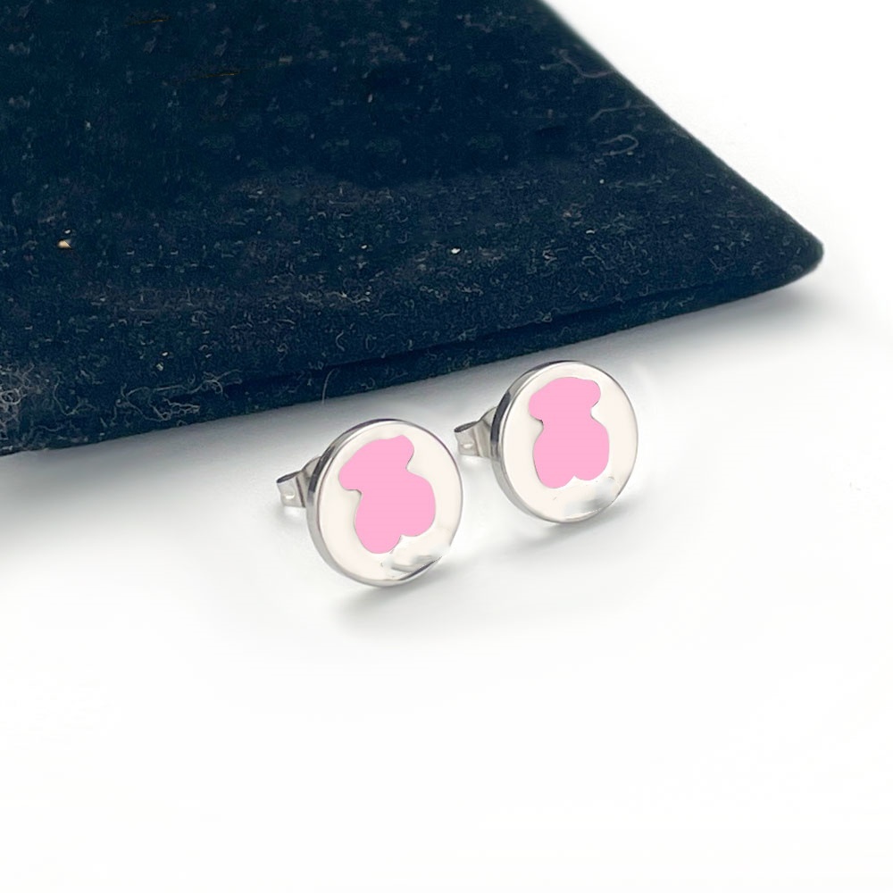 New Fashion Women Men Punk Silver Gold Stainless Steel Round Circle Black White Oil Stud Earrings Jewelry