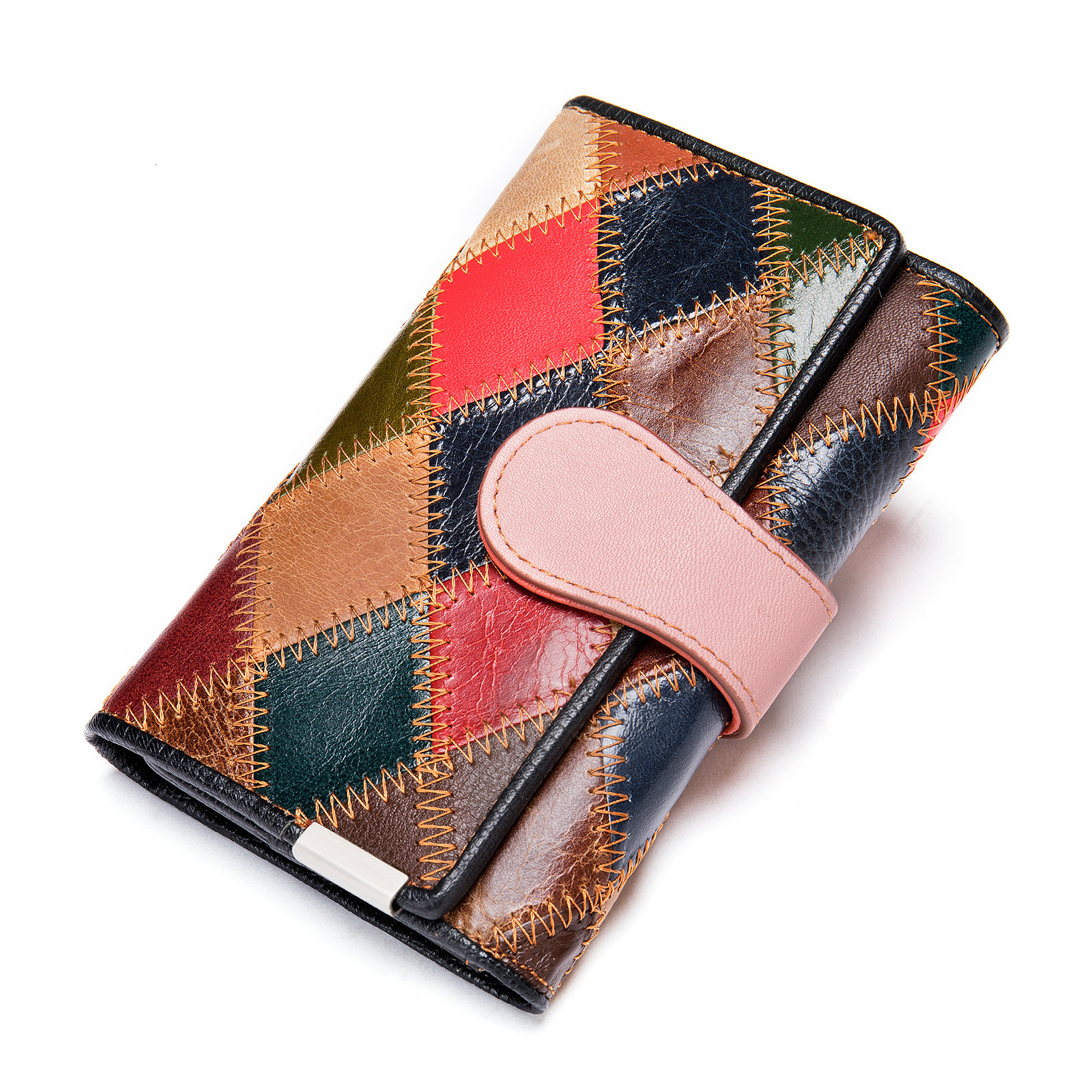 New Leather And Cowhide Wallet Designer Spliced Colorful Leather Wallet Outdoor Leisure Bag