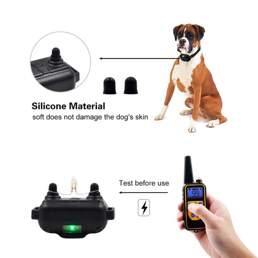 1pc 800m LCD Dog Training Collar/Remote Control Pet Bark Stopper Dog Waterproof Electric Training Collars With Beep/ShockXJ250218