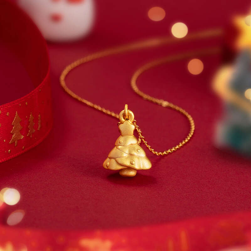 Christmas sier 999 necklace for female niche design, light star collarbone chain, ins style ing tree pendant
