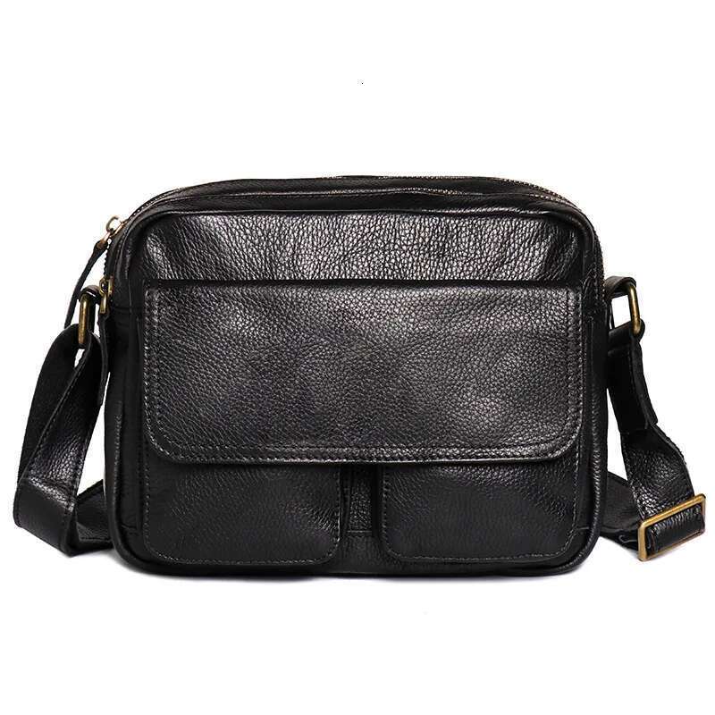 Retro Top Layer Cowhide Male Horizontal Crossbody Men's Real Leather Casual Shoulder Bag 7.9 "Ipad