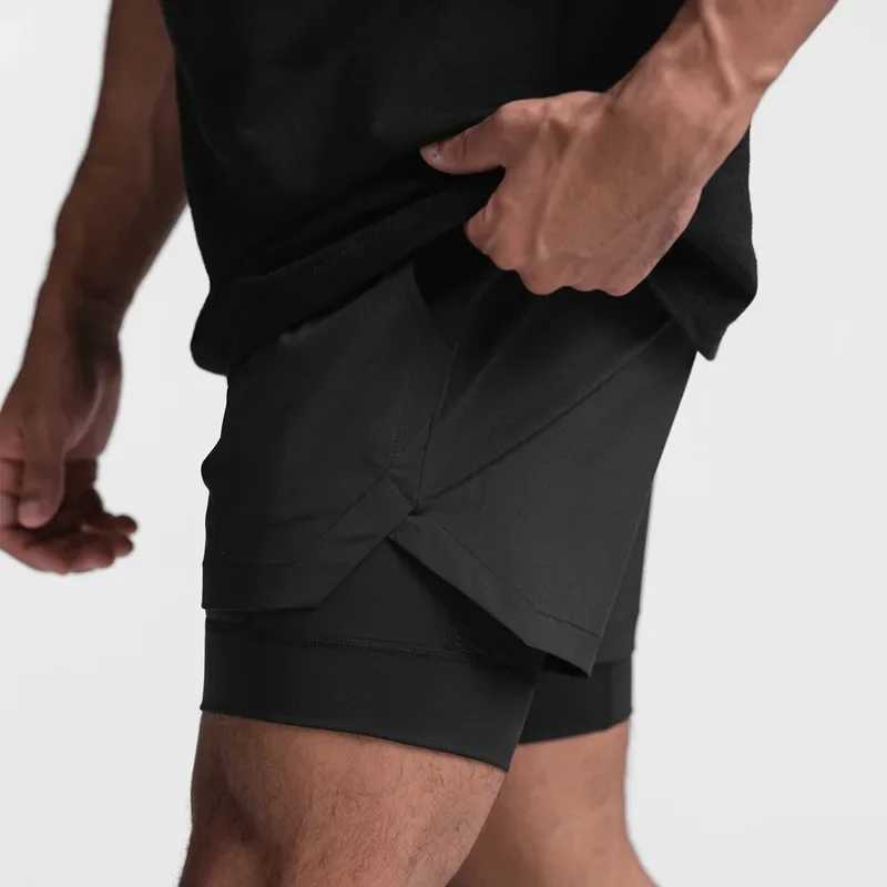 New breathable double-layer sports shorts for 2024 gym fitness fast drying beach exercise mens running shorts for short periods of time W250219