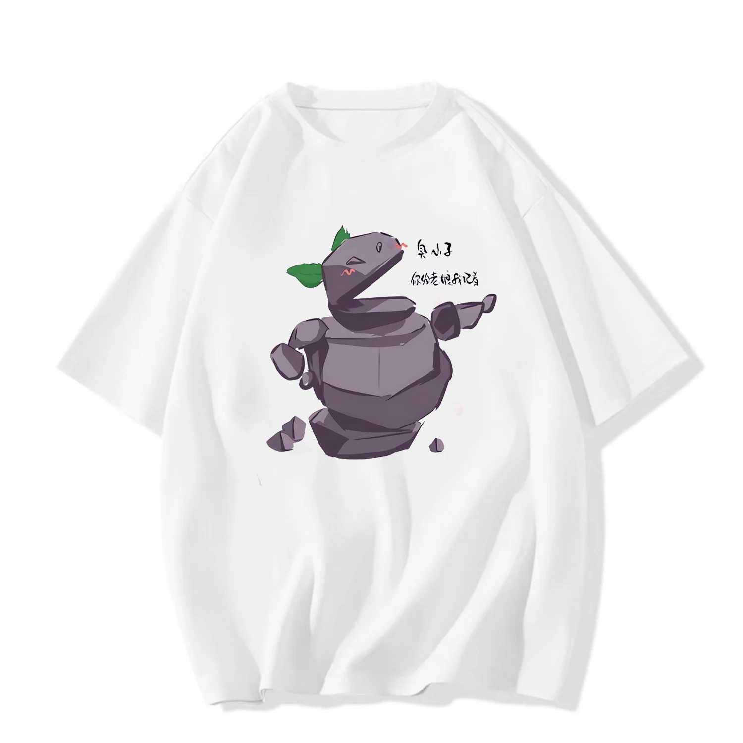 Nezha 2 Anime Printed T-shirt Ao Bingshen Male Leopard Taiyi Real Stone Lady Pattern Short Sleeve 100% Cotton Harajuku M250219