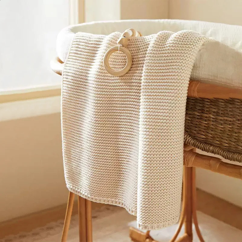 Knitted Baby Blankets born Swaddle Wrap Beige Crib Quilt Throw Blanket Toddler Infantil Stroller Sofa Bedding Sleeping Covers 250218