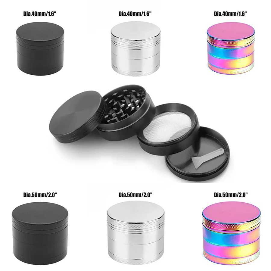 High Quality 40mm 50mm Grass Grinders 4 Layer Herb Grinders Metal Crusher Zinc Alloy Spice Mill DIY Tools Accessories T250218