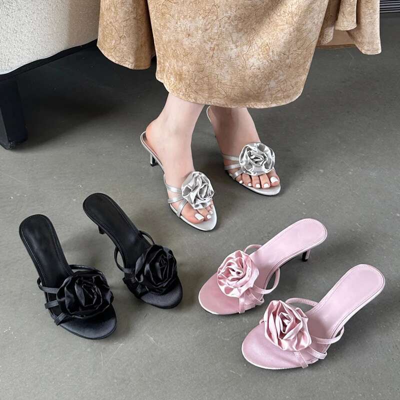 Summer Fashion wer Woman Slippers Thin Low Heels Narrow Band Party Stripper Ladies Mules Slides atos Mujer