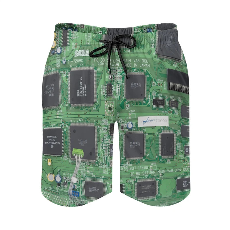 Electronic Motherboard 3D Printed Short Pants Technology Chip Graphic Beach Shorts For Men Clothes Casual Male Trunks Trousers 250217