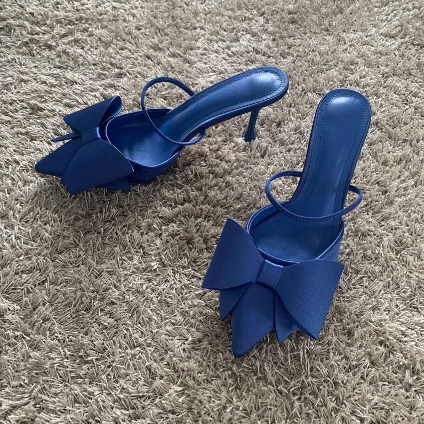 Women's Shoes 2024 New Fashion Bow Sgback Heels Sexy Dress Stiletto Pointed Toe Women High Heel Sandals