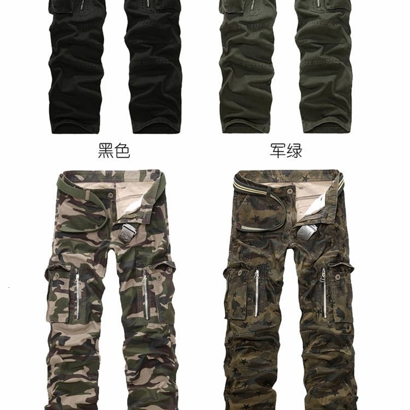 Sand camouflage trousers Tactical pants men Multi-pocket Baggy overalls male cotton cargo pants for mensize 28-40 250206
