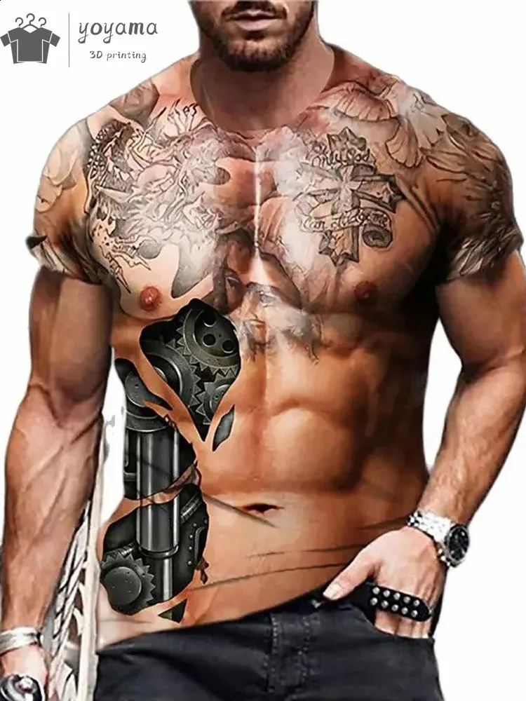 Interesting 3D printed muscle Tshirt gym clothing mens summer street top Harajuku fashion short sleeved 250217