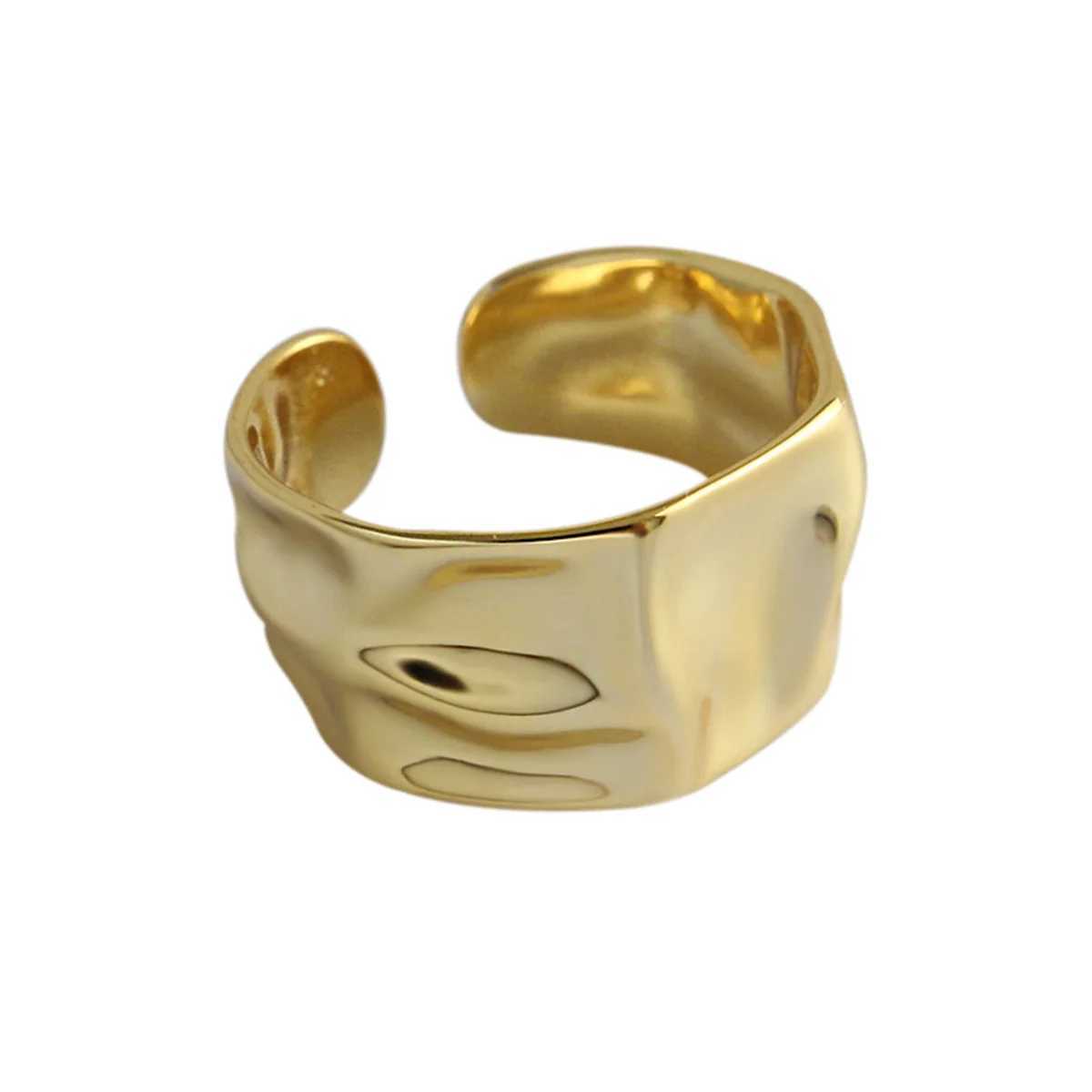 Concave-Convex Irregular Surface Wide Rings Men Women Vintage Jewelry Simple Retro Silver Color Metal Geometric Open Ring GiftsXJ250219