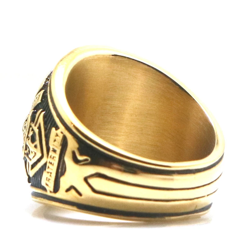 Unisex 316L Stainless Steel K of C Christianity Catholicism Blue Stone Gold-Color Ring Since 1882 250213