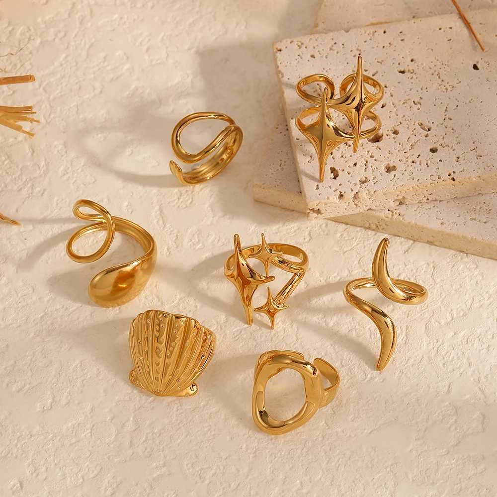 New Fashion Stainless Steel Chunky Smooth Rings For Women Creative Water Drop Shape Rings Jewelry GiftXJ250219