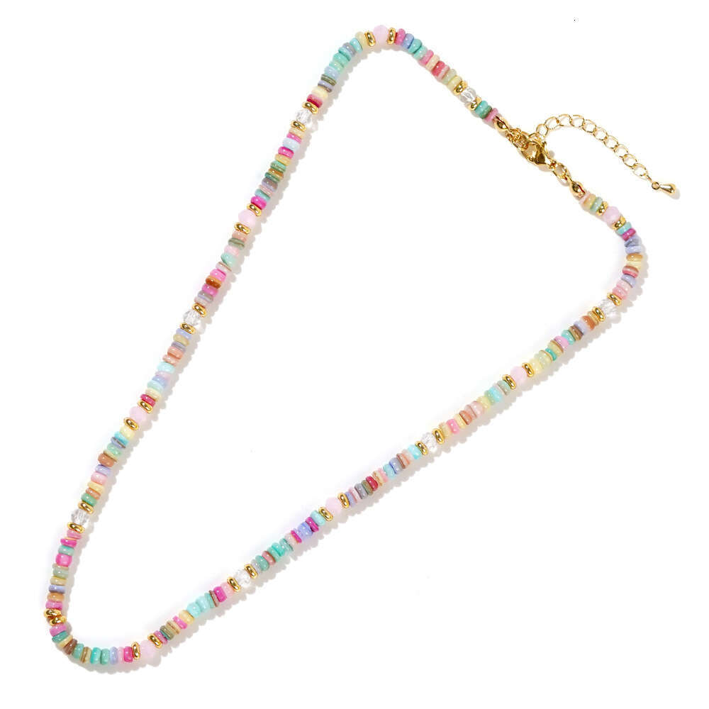 Hot selg rainbow colored dopamine bead necklace for women, versatile and high-end, niche new Chinese style collarbone chain jewelry