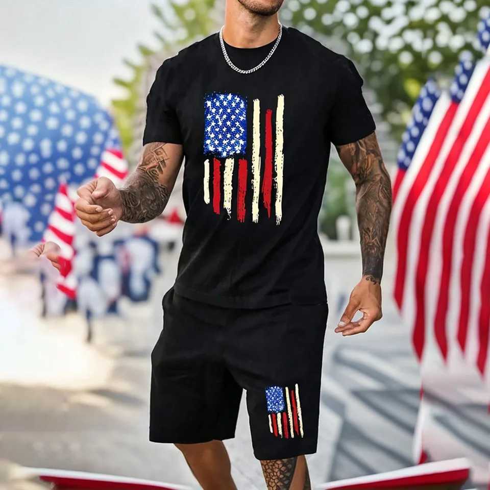 North American fashion mens casual suit printed with patterns lightweight and breathable sporty and lightweight breathableXJ250326