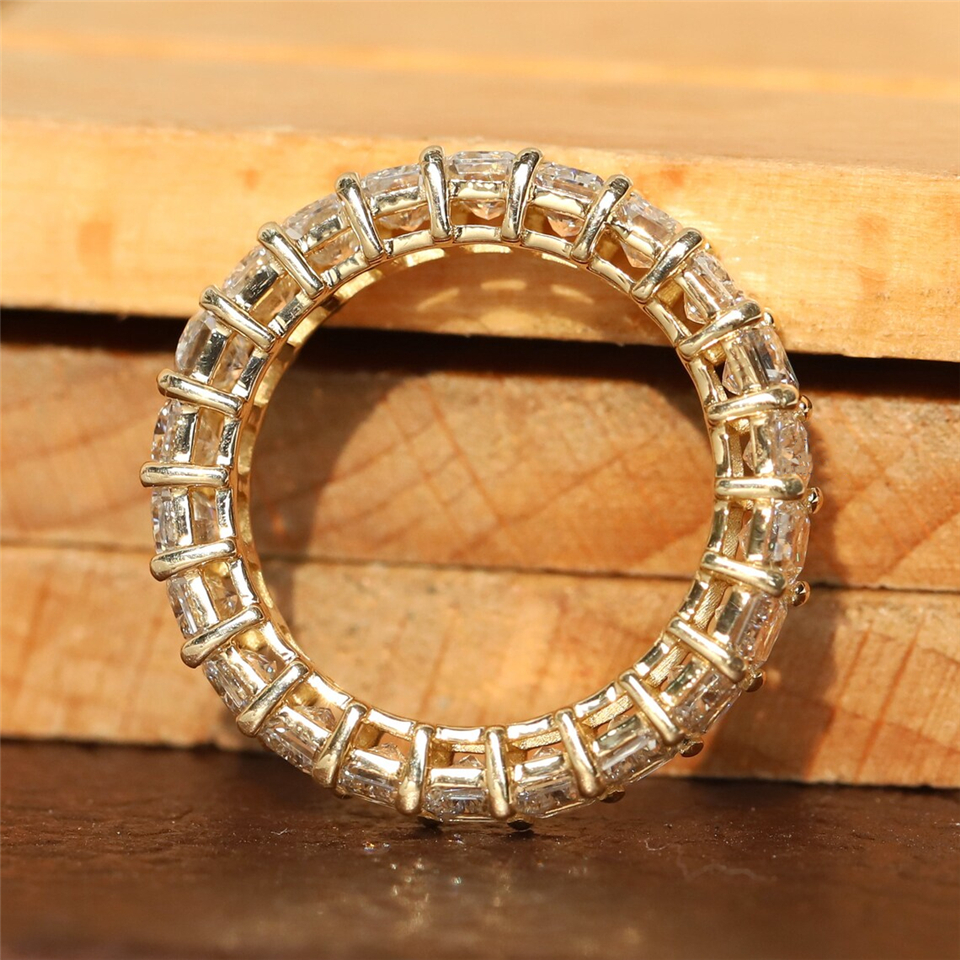 Jewelry 18K Real Gold Radiant Cut 4*3mm Full Eternity Band Certified Lab Grown Diamond Eternity Band Vintage Womens Jewelry Wedding Ring Au750 PT950 A