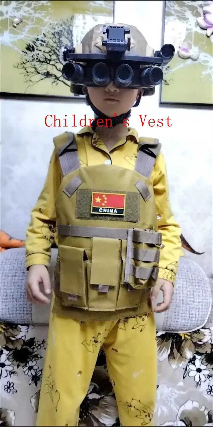 Child Nylon Webbed Gear Tactical Vest Body Armor Hunting Carrier Kid Accessories 6094 Pouch Camouflage Camo Training VestXJ250219